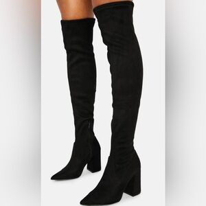 Steve Madden Black Suede Over the Knee Heeled Boots